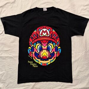 Super Mario Brothers T-Shirt Vibrant Black Graphic Tee with Colorful Design